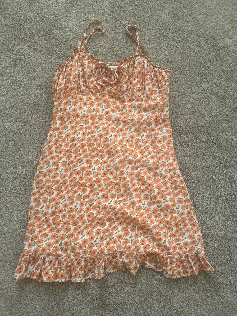 Princess Polly Orange Floral Tie-Strap Dress